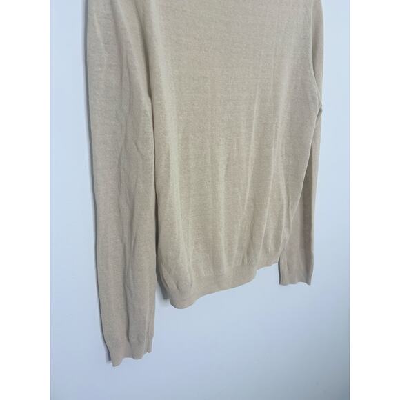 Zara Linen Cardigan Sweater Womens XL Cream - Picture 10 of 11